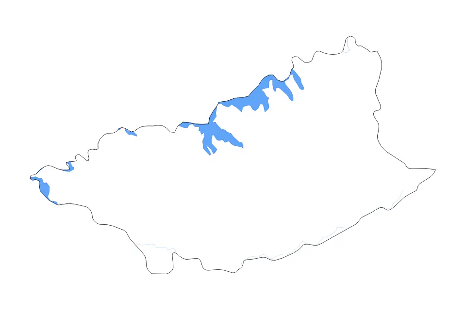 Mapa de Durazno, Uruguay de tipo contorno, lagos y ríos para América del Sur, con contorno, lagos y ríos con elementos de agua como Embalse de Paso del Palmar, Lago de Rincón del Bonete y Embalse de Baygorria.