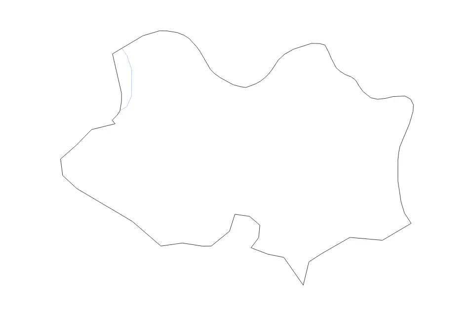 Outline map of Montevideo Department, Uruguay with subdivision borders and rivers.