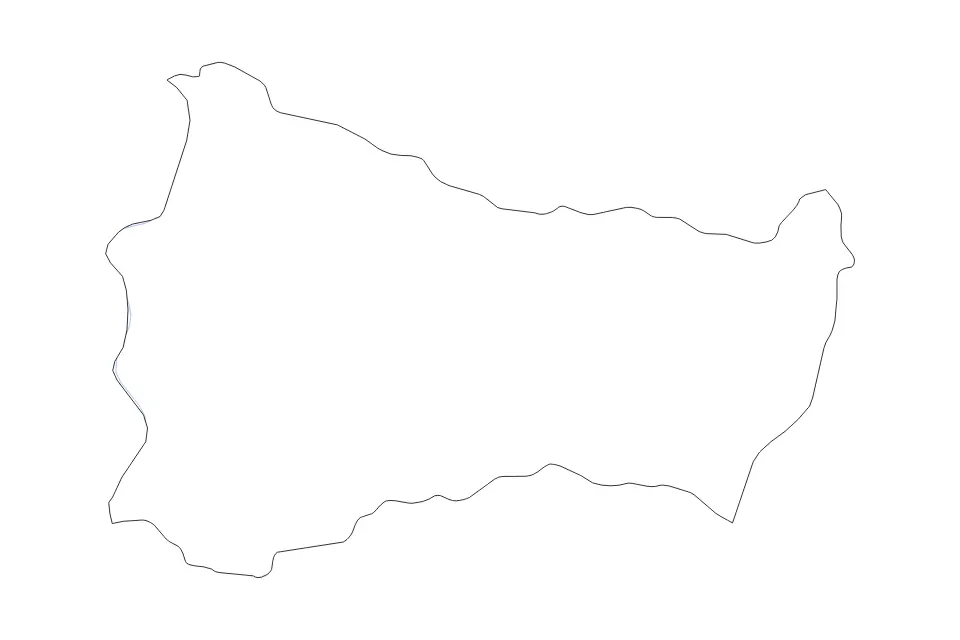 Outline map of Paysandú Department, Uruguay with subdivision borders and rivers.