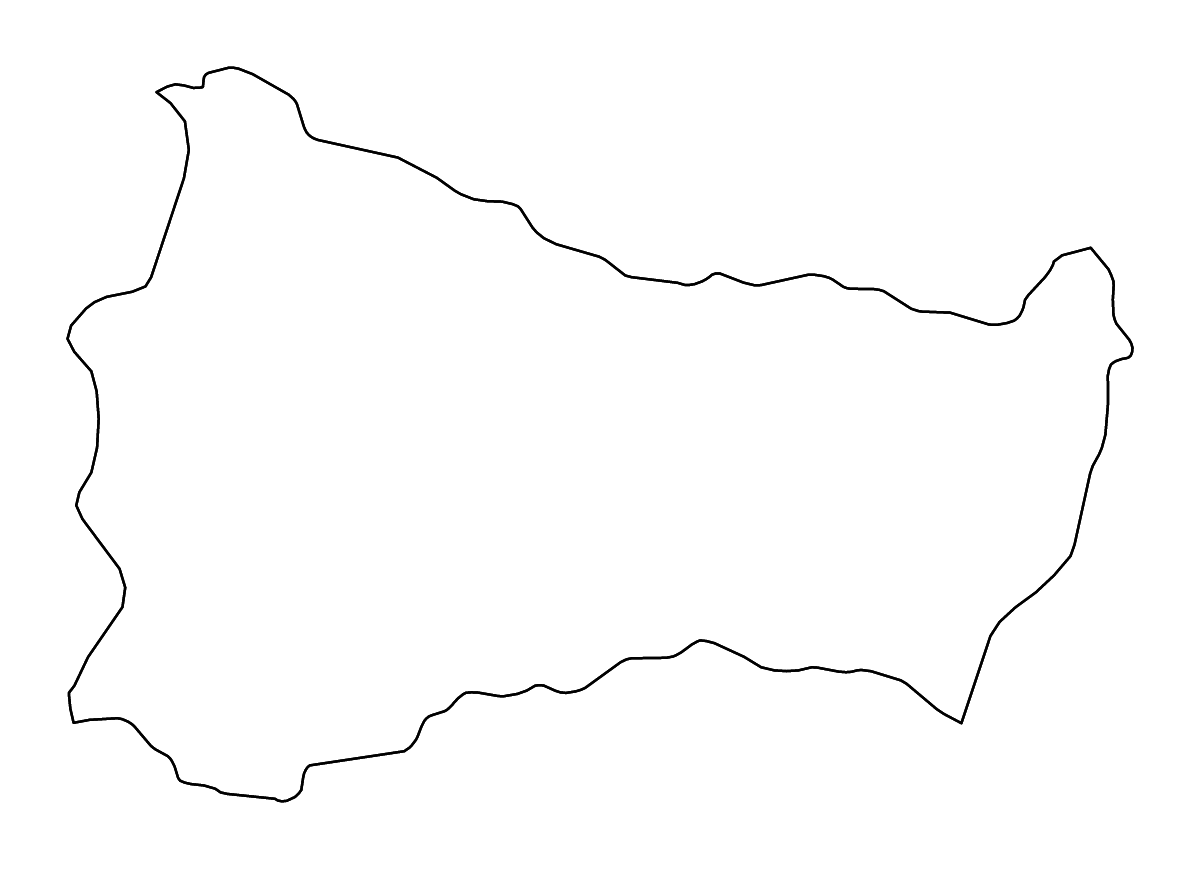 Mapa de contorno de Paysandú, Uruguay con ríos.