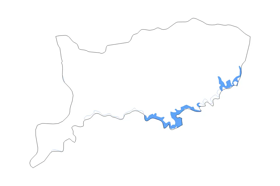 Mapa de Río Negro, Uruguay de tipo contorno, lagos y ríos para América del Sur, con contorno, lagos y ríos con elementos de agua como Embalse de Paso del Palmar y Embalse de Baygorria.