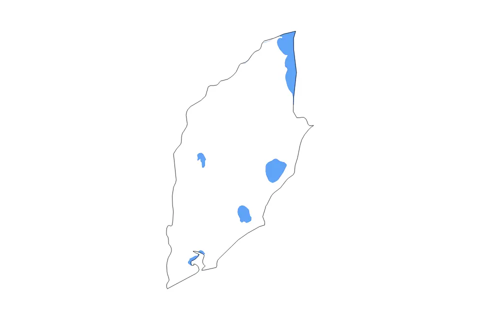 Carte de Rocha, Uruguay de type contour, lacs et rivières pour Amérique du Sud, montrant contour, lacs et rivières avec des éléments hydrographiques comme Embalse de la India Muerta, Laguna de Castillos et Lagoa Mirim.