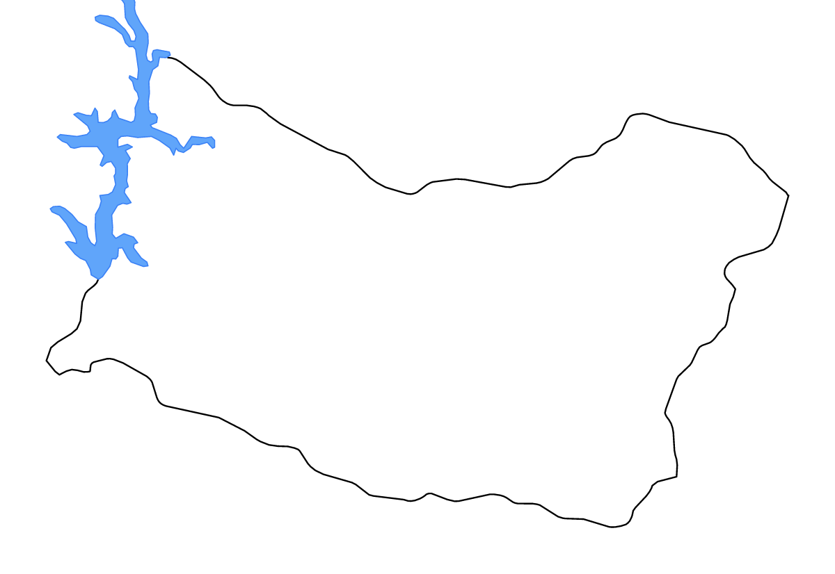 Carte de contour de Salto, Uruguay avec lacs.