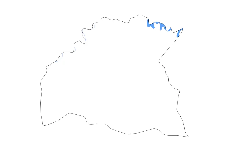 Outline map of Soriano Department, Uruguay with subdivision borders and major lakes and rivers.