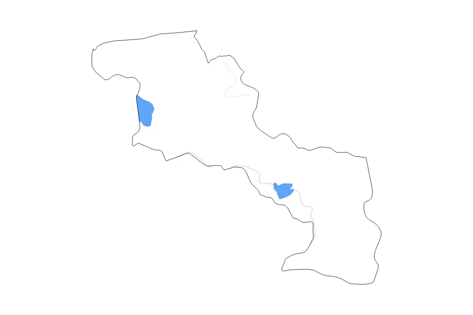 Mapa de Aragua, Venezuela de tipo contorno, lagos y ríos para América del Sur, con contorno, lagos y ríos con elementos de agua como Lago de Valencia y Embalse de Camatagua.