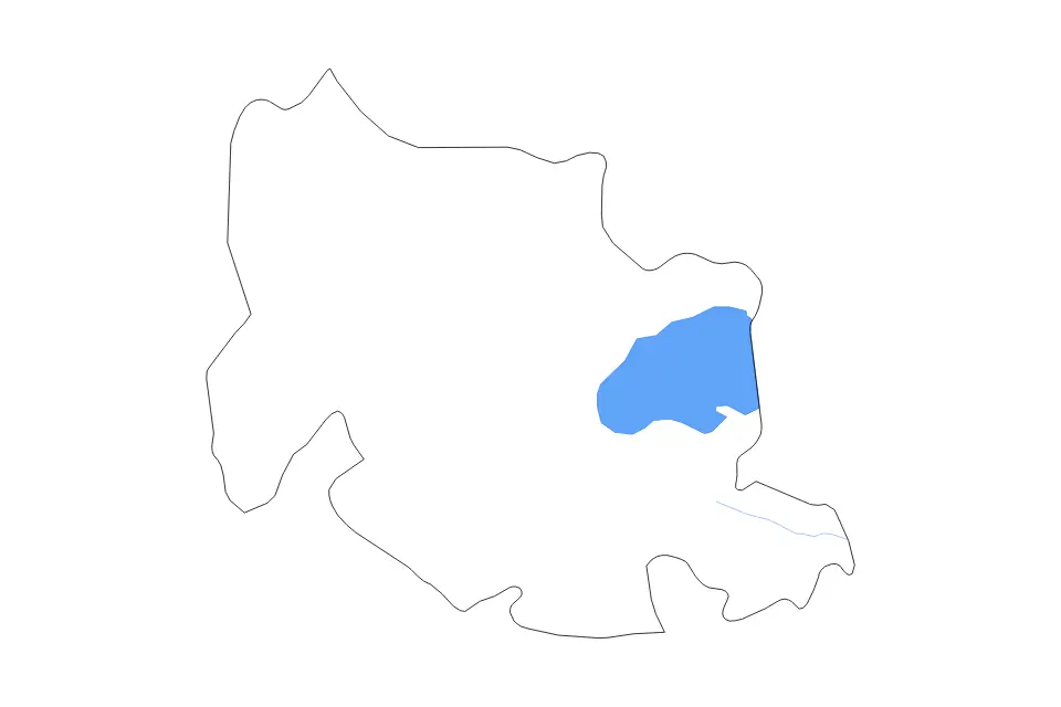 Outline map of Carabobo, Venezuela with subdivision borders and major lakes and rivers.