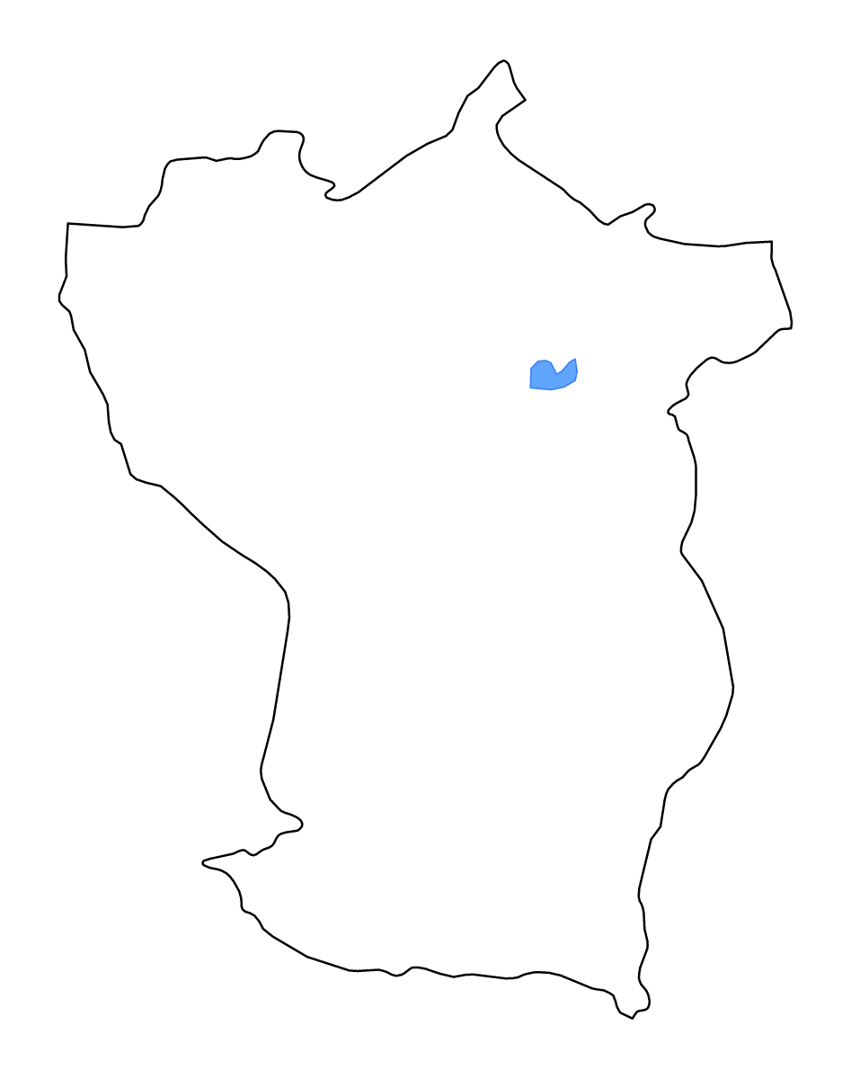 Mapa de contorno de Cojedes, Venezuela con lagos y ríos.