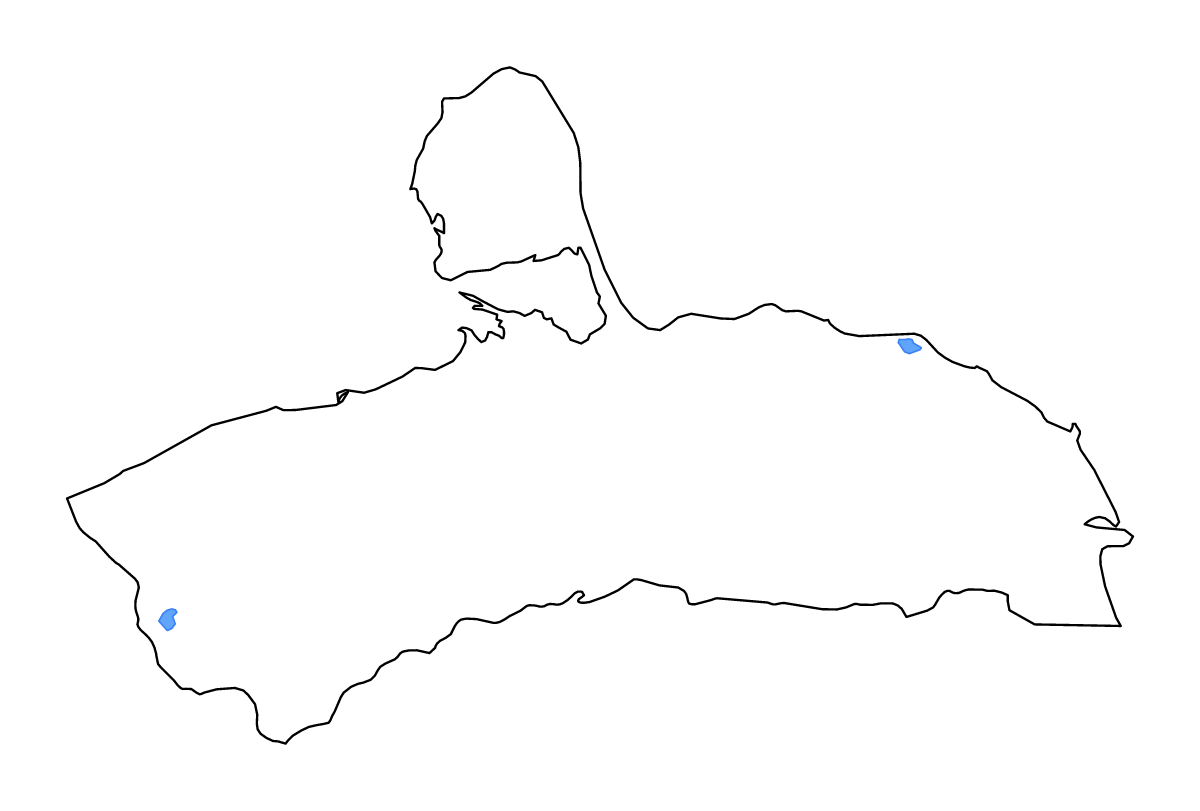 Outline map of Falcón, Venezuela with lakes and rivers.