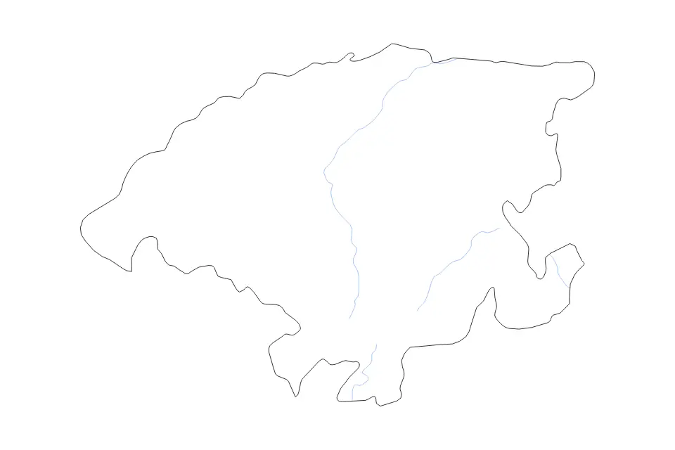 Outline map of Lara, Venezuela with subdivision borders and rivers.