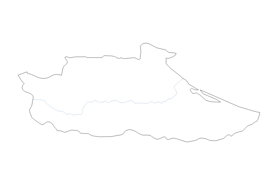 Mapa de Miranda, Venezuela de tipo contorno y ríos para América del Sur, con contorno y ríos con límites limpios.
