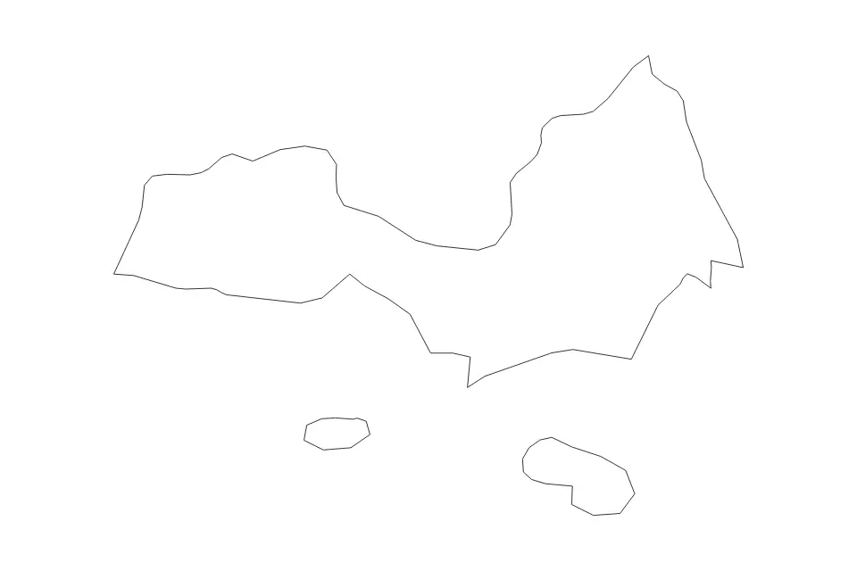 Mapa de Nueva Esparta, Venezuela de tipo contorno para América del Sur, con contorno con límites limpios.