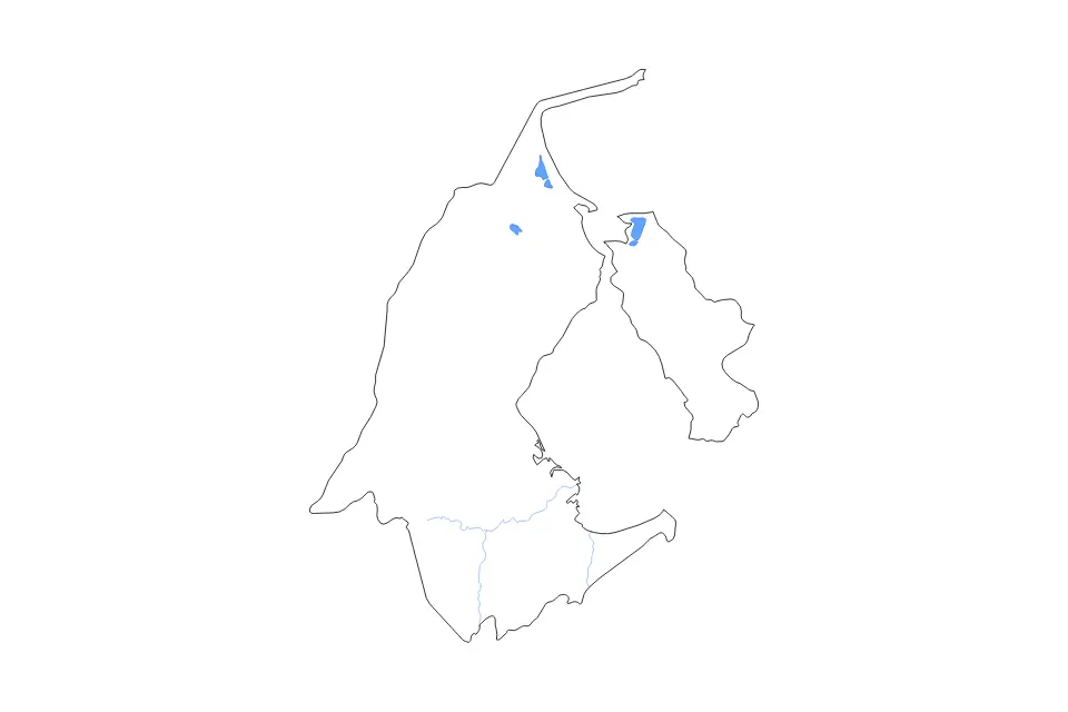 Mapa de Zulia, Venezuela de tipo contorno, lagos y ríos para América del Sur, con contorno, lagos y ríos con elementos de agua como Embalse de Tulé, Gran Eneal y Ciénaga de Los Olivitos.